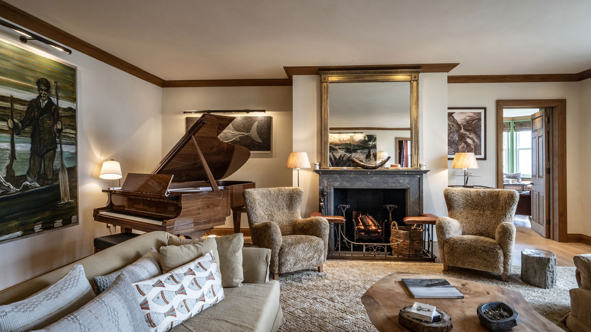 Ornate room containing piano